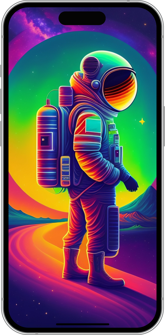 photo of iphone with astronaut wallpaper